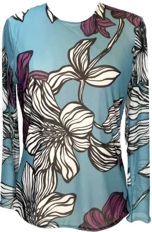 Black Flower Crew Neck Top