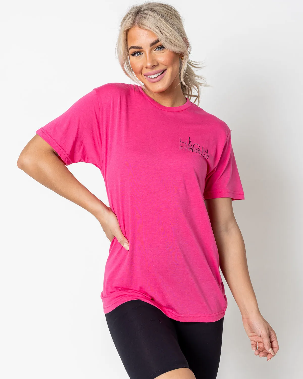Black Pocket Stencil Tee | Pink