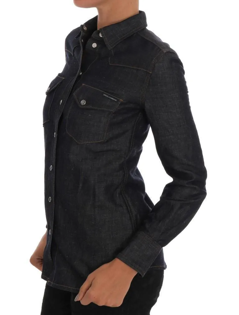 Blue Cotton Denim Shirt