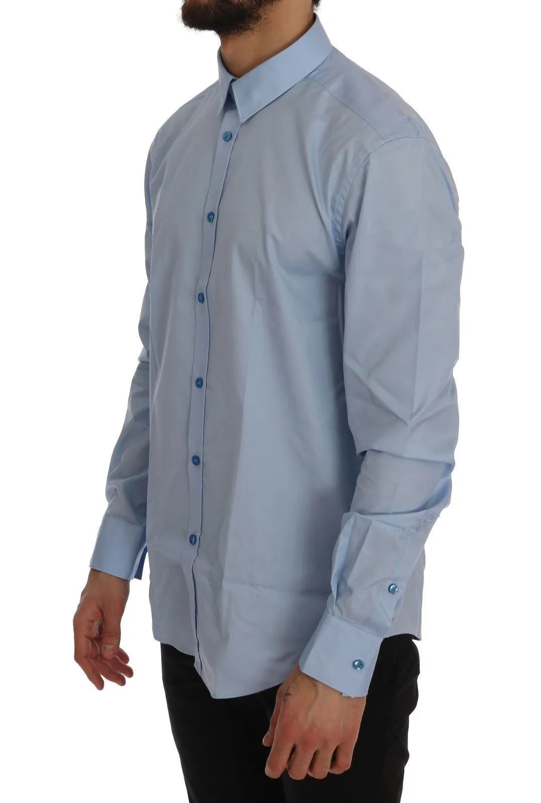 Blue Cotton Dress Shirt Trend Slim Fit
