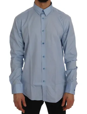 Blue Cotton Dress Shirt Trend Slim Fit