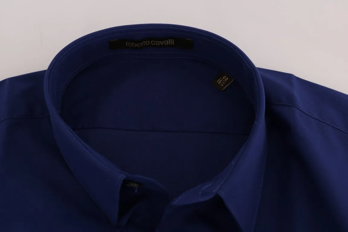 Blue Stretch Slim Fit Dress Shirt