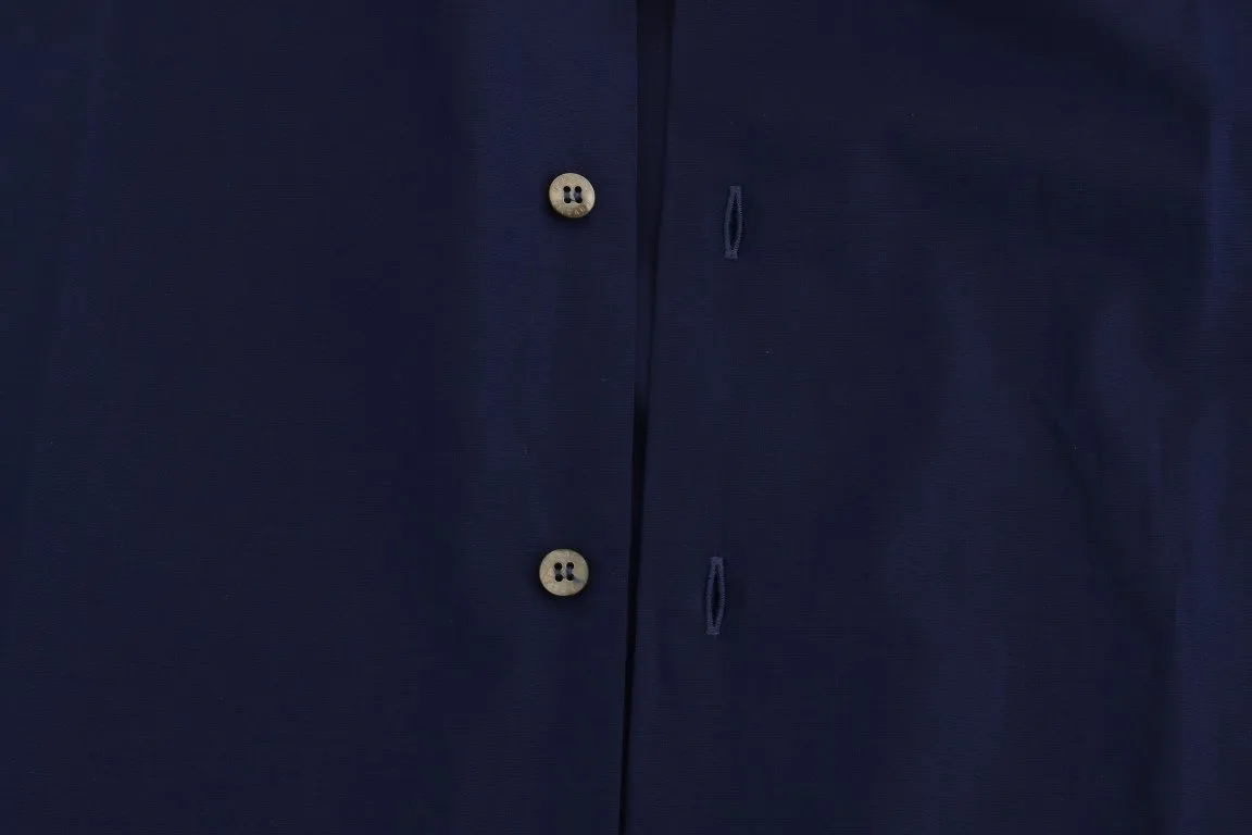 Blue Stretch Slim Fit Dress Shirt