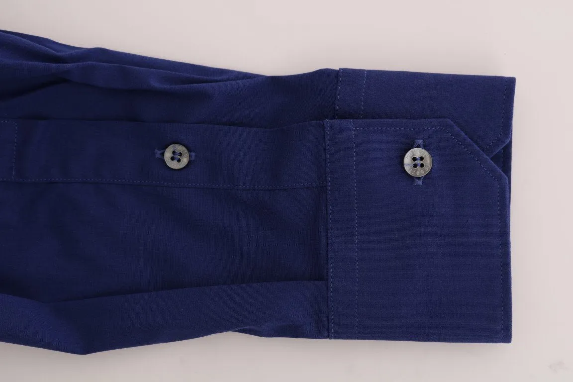 Blue Stretch Slim Fit Dress Shirt