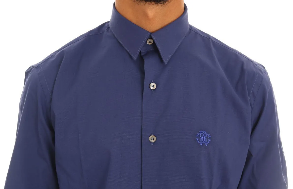 Blue Stretch Slim Fit Dress Shirt