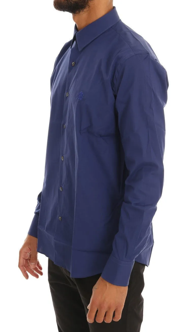 Blue Stretch Slim Fit Dress Shirt