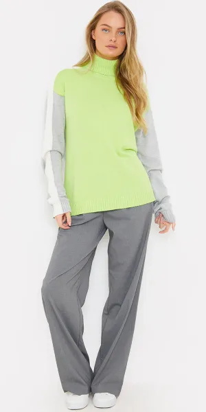 Brodie Cashmere Stripe Up Roll Neck Sweater