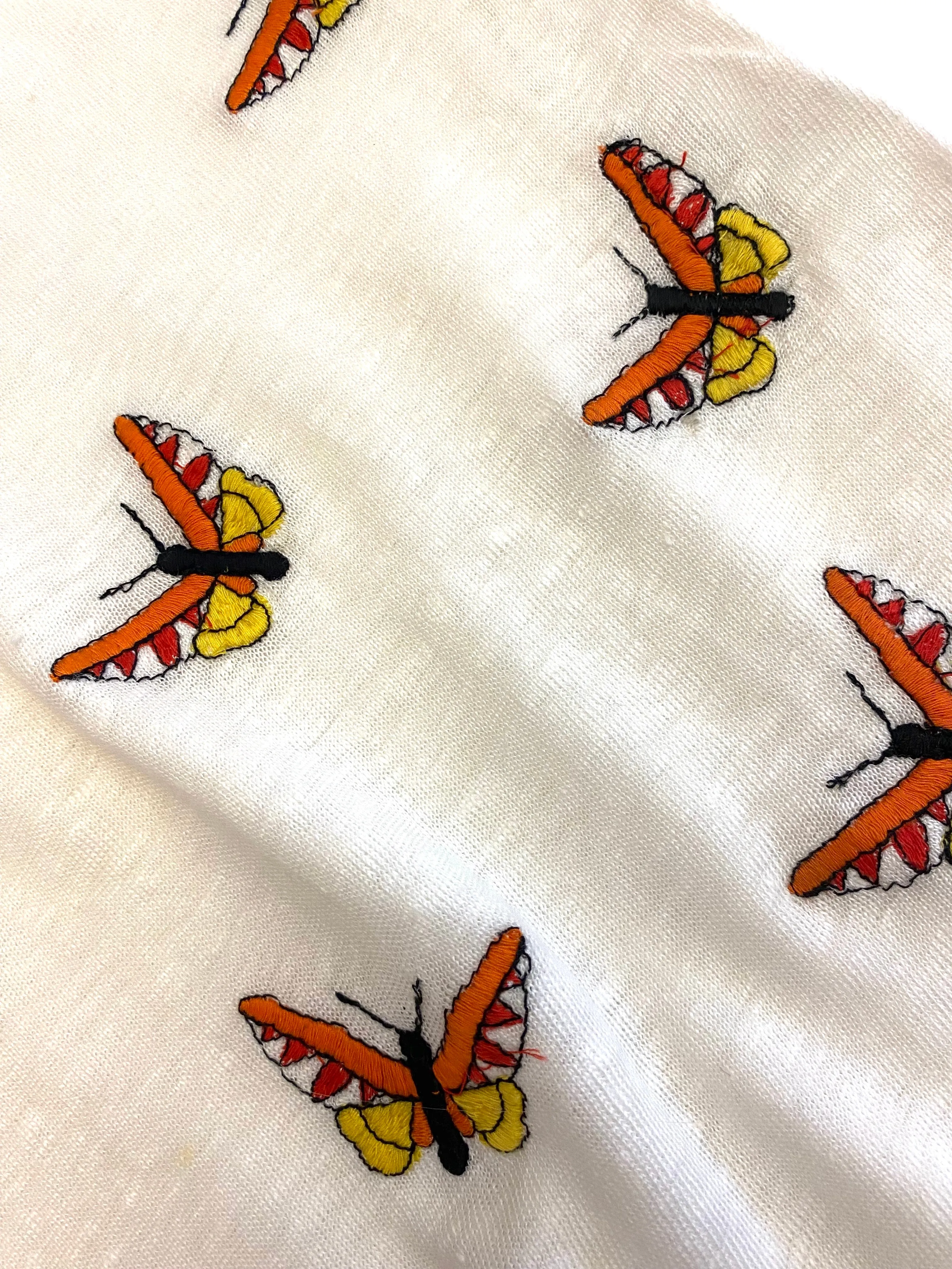 BUTTERFLIES LINEN TEE | BONE