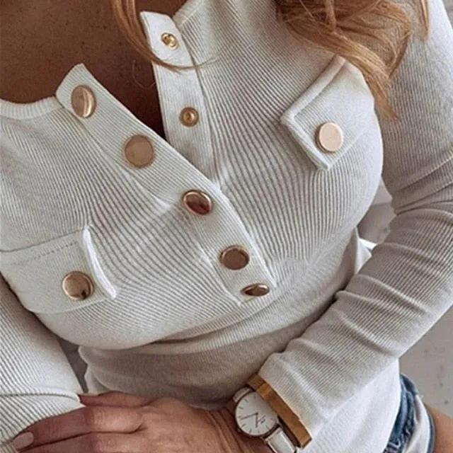 Button Down Long Sleeve Top
