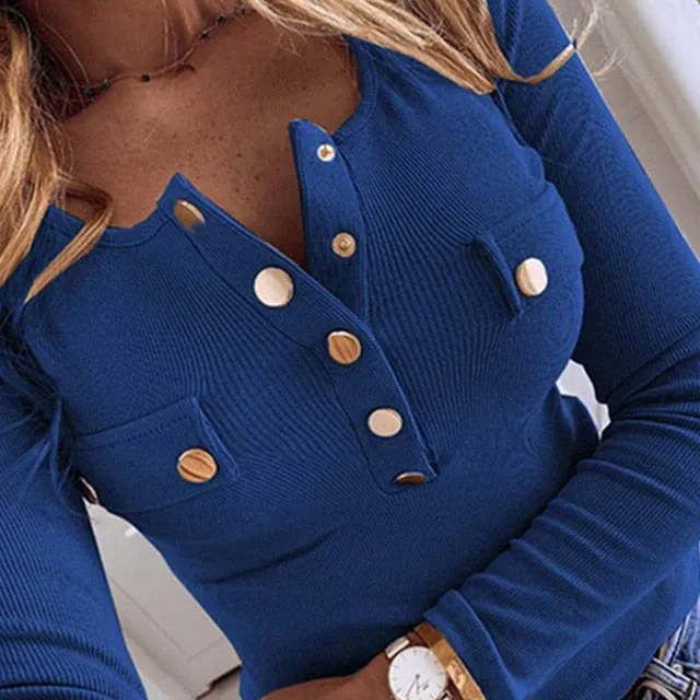 Button Down Long Sleeve Top