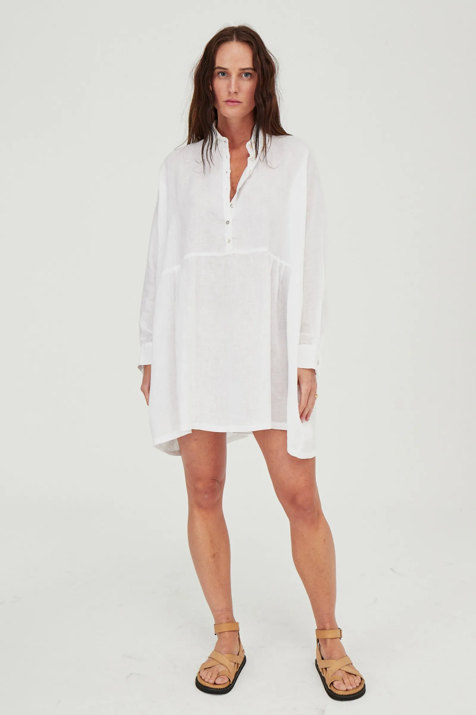 Byron Oversized Shirt Dress White
