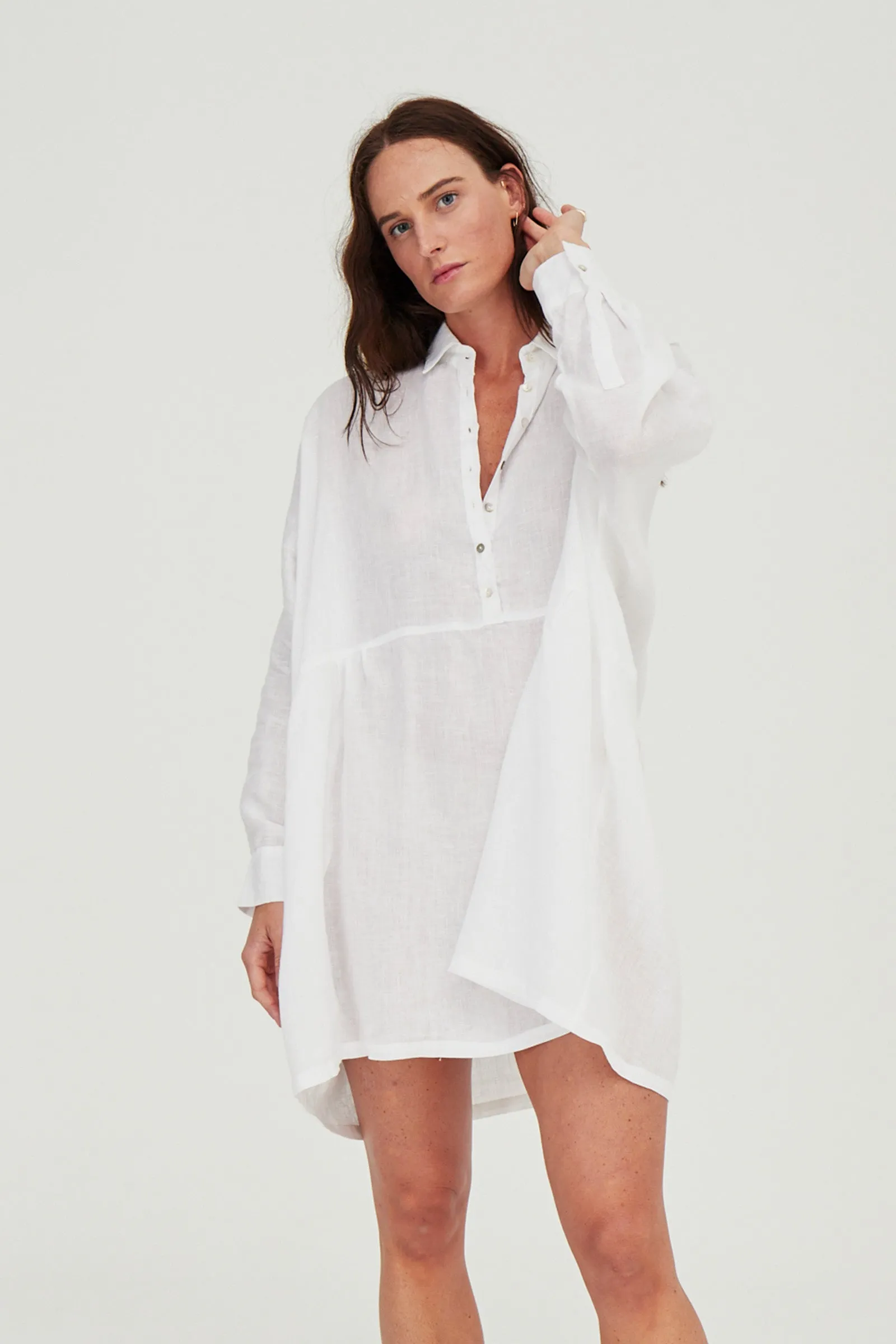Byron Oversized Shirt Dress White