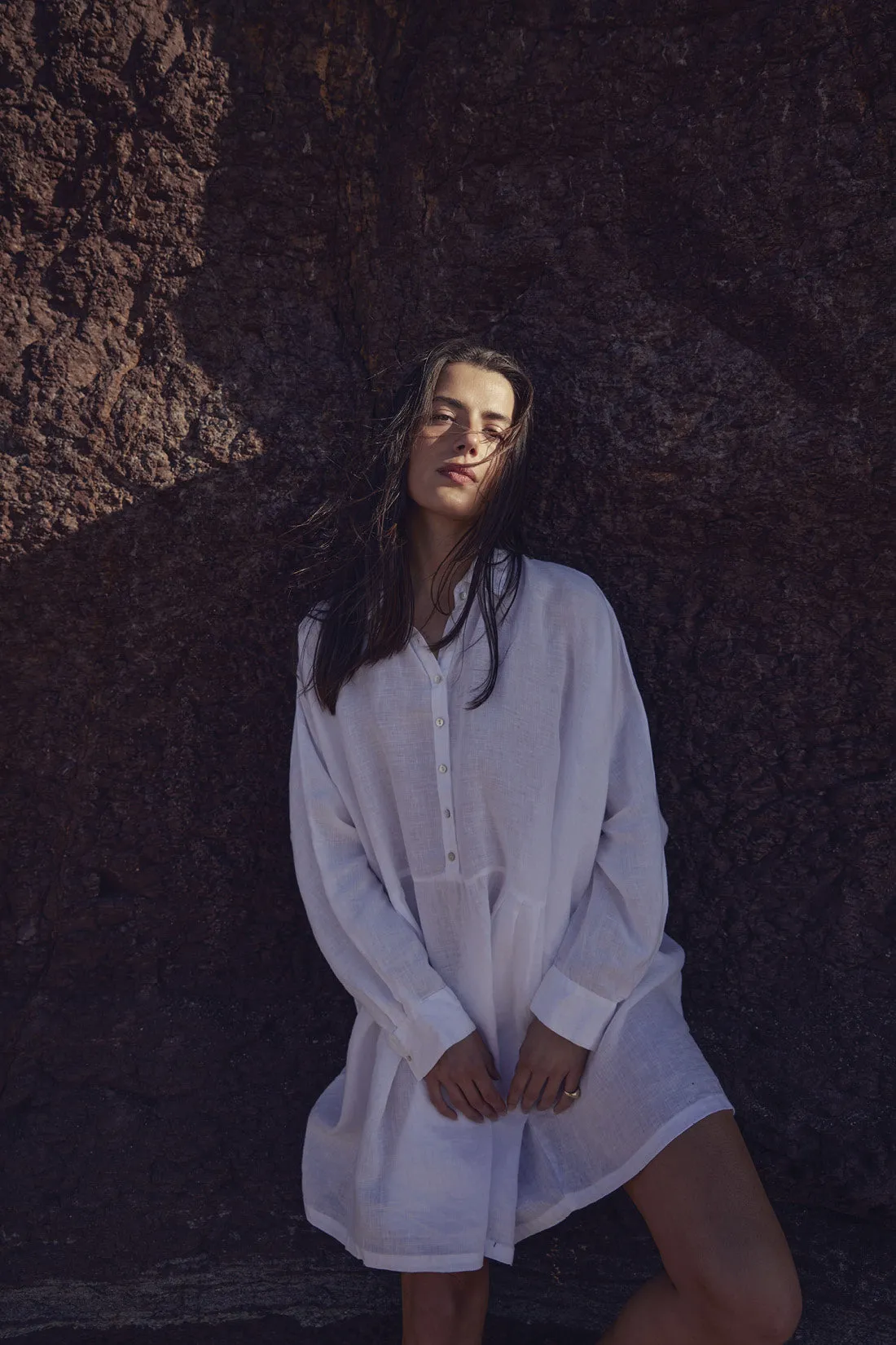 Byron Oversized Shirt Dress White