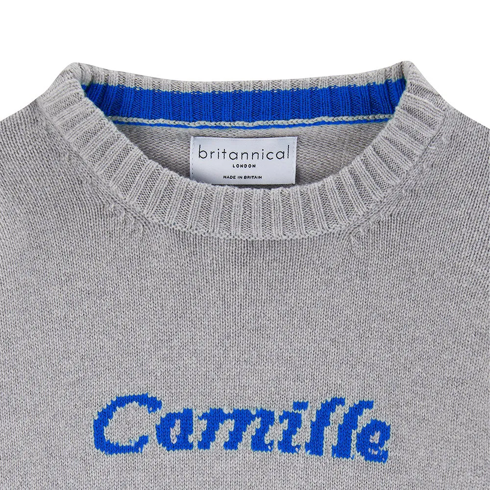 Camden Personalised Cashmere Baby Sweater - London Grey & Navy