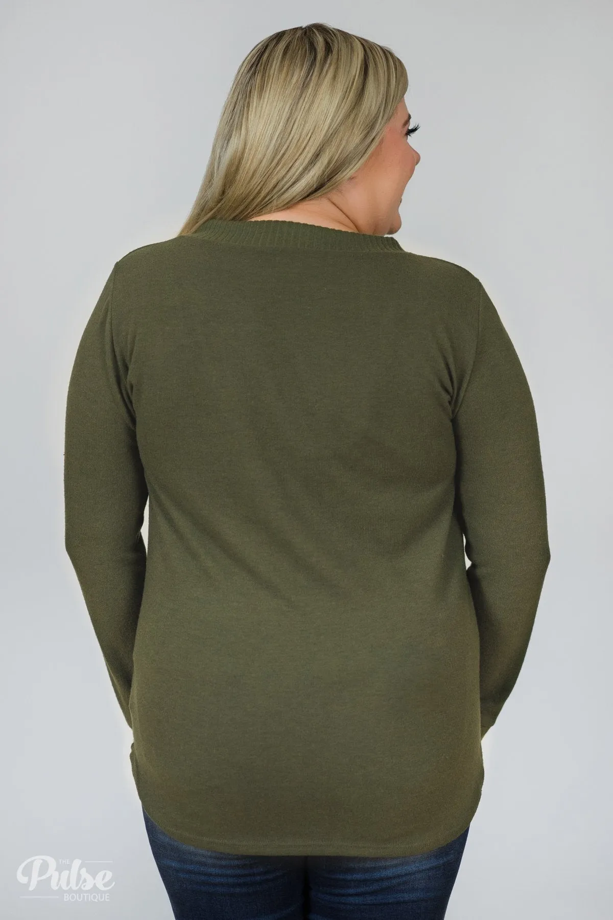 Can't Forget You V-Neck Top- Olive