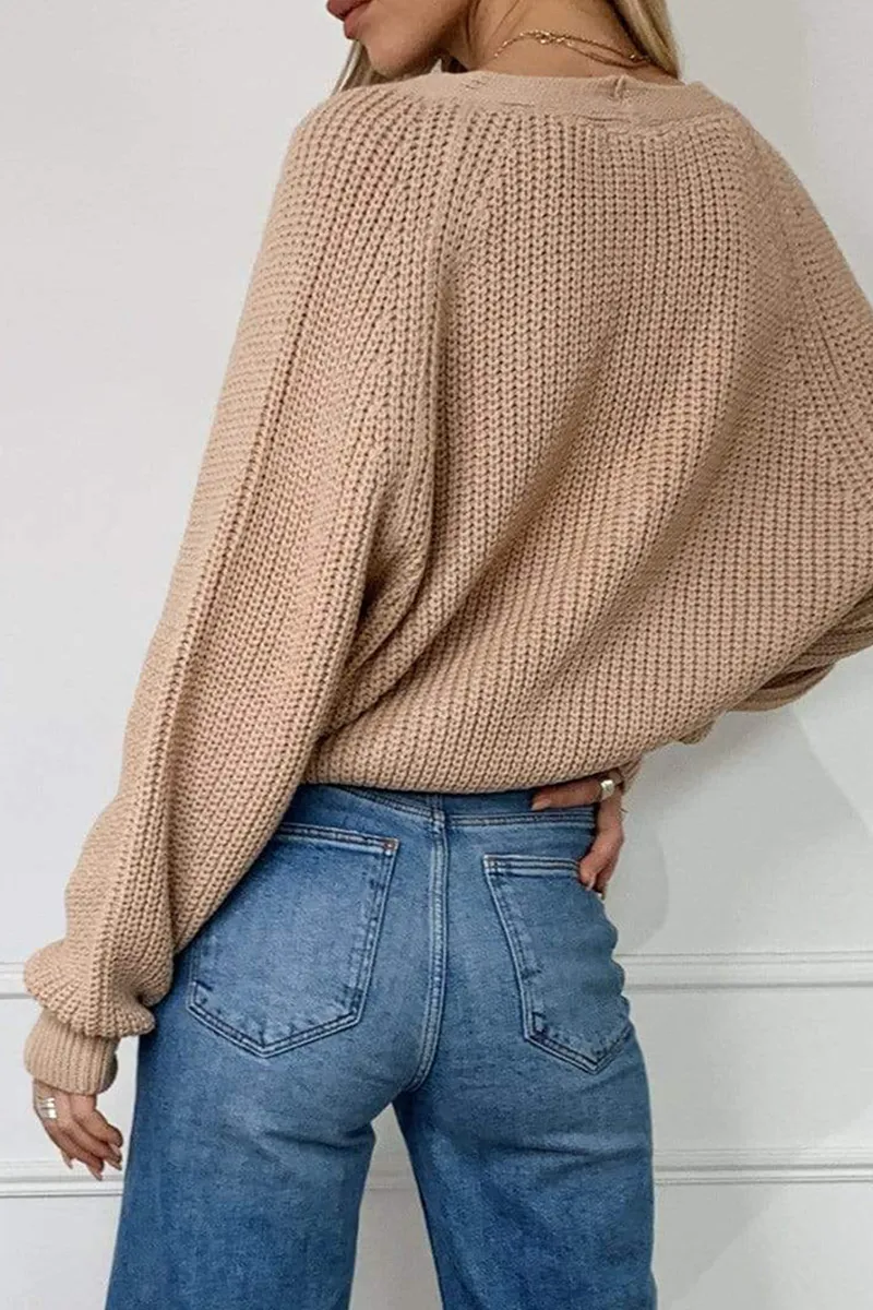 Casual Solid Patchwork V Neck Tops(4 colors)