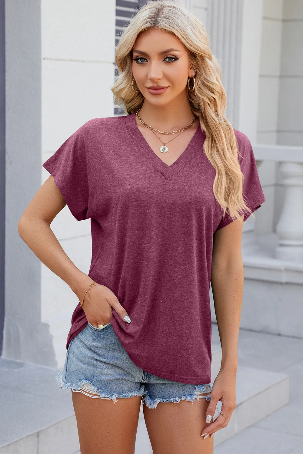 Cece V-Neck Short Sleeve T-Shirt