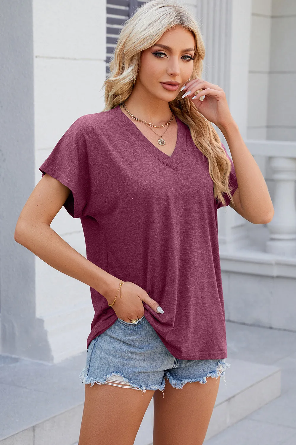 Cece V-Neck Short Sleeve T-Shirt