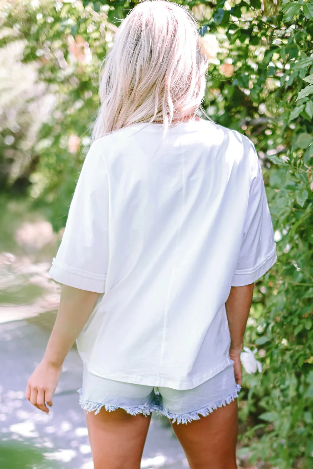 Chenille Patched Crew Neck T Shirt