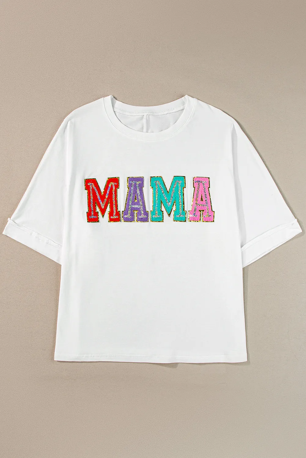 Chenille Patched Crew Neck T Shirt