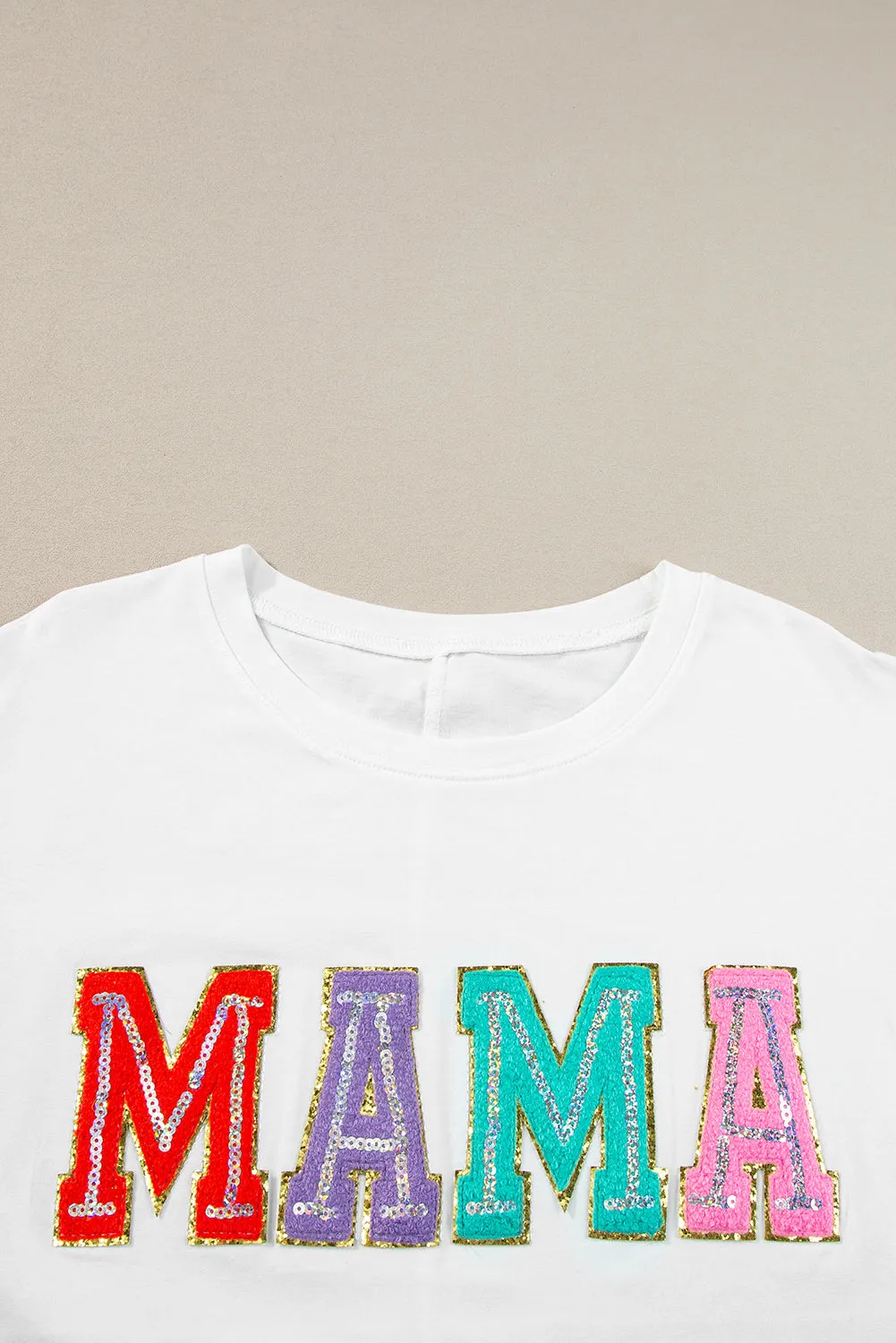 Chenille Patched Crew Neck T Shirt