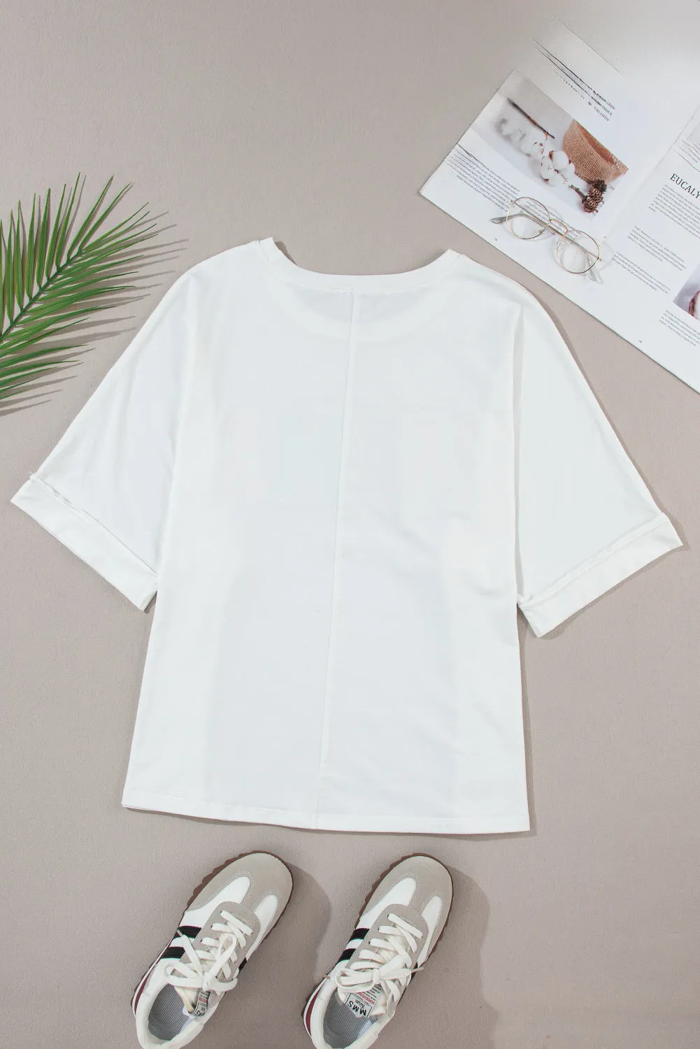 Chenille Patched Crew Neck T Shirt