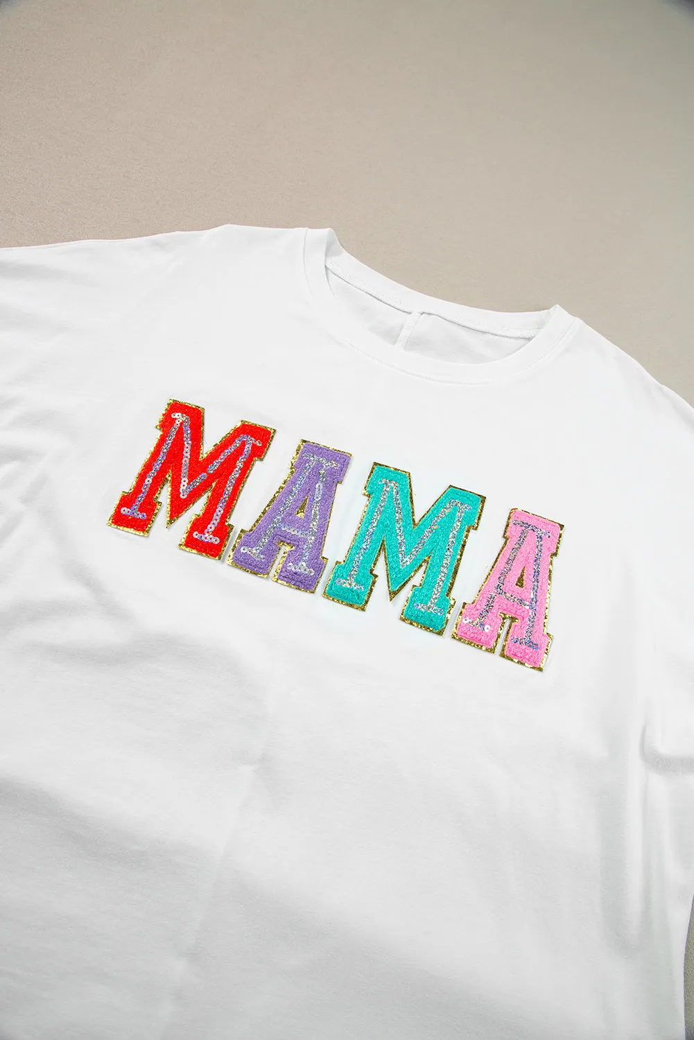Chenille Patched Crew Neck T Shirt