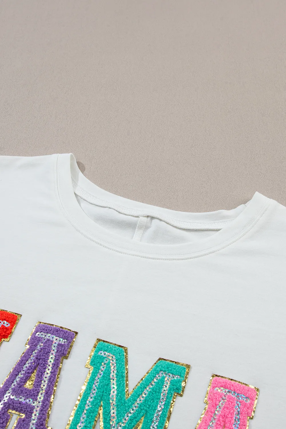 Chenille Patched Crew Neck T Shirt
