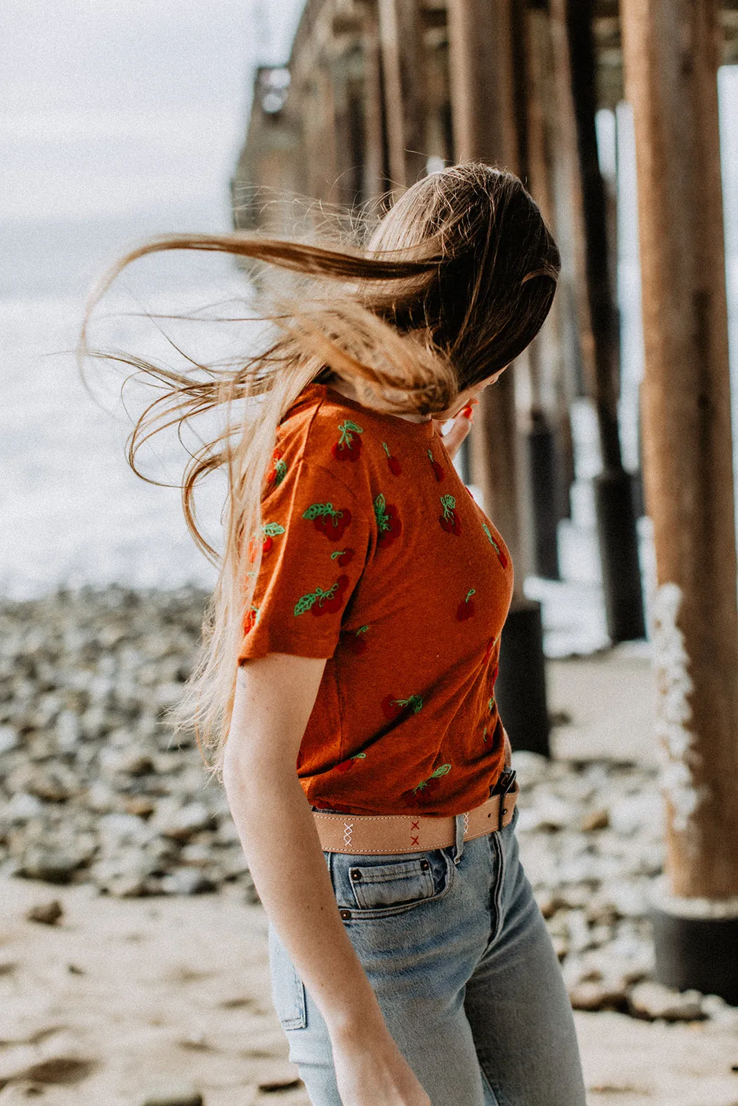 CHERRIES LINEN TEE | TERRACOTTA