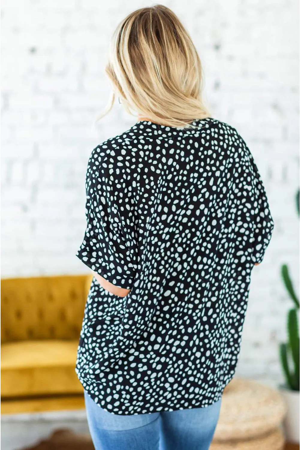 Chloe Animal Print V-neck Rolled Sleeve Tunic Top