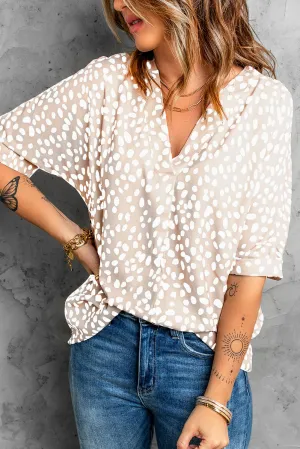 Chloe Animal Print V-neck Rolled Sleeve Tunic Top