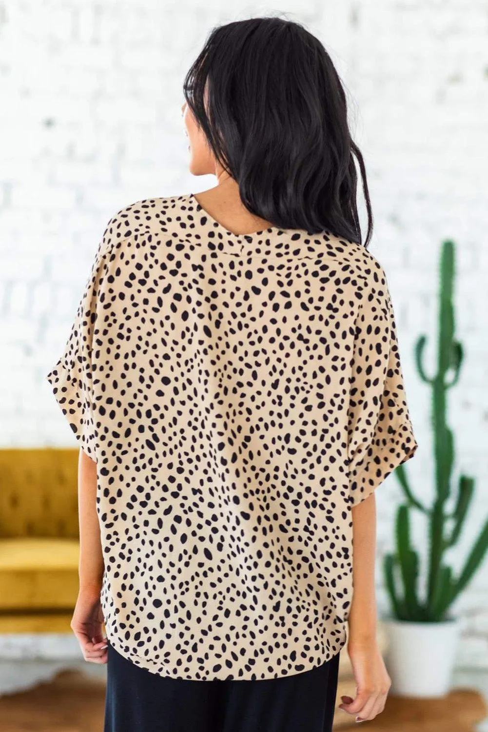 Chloe Animal Print V-neck Rolled Sleeve Tunic Top