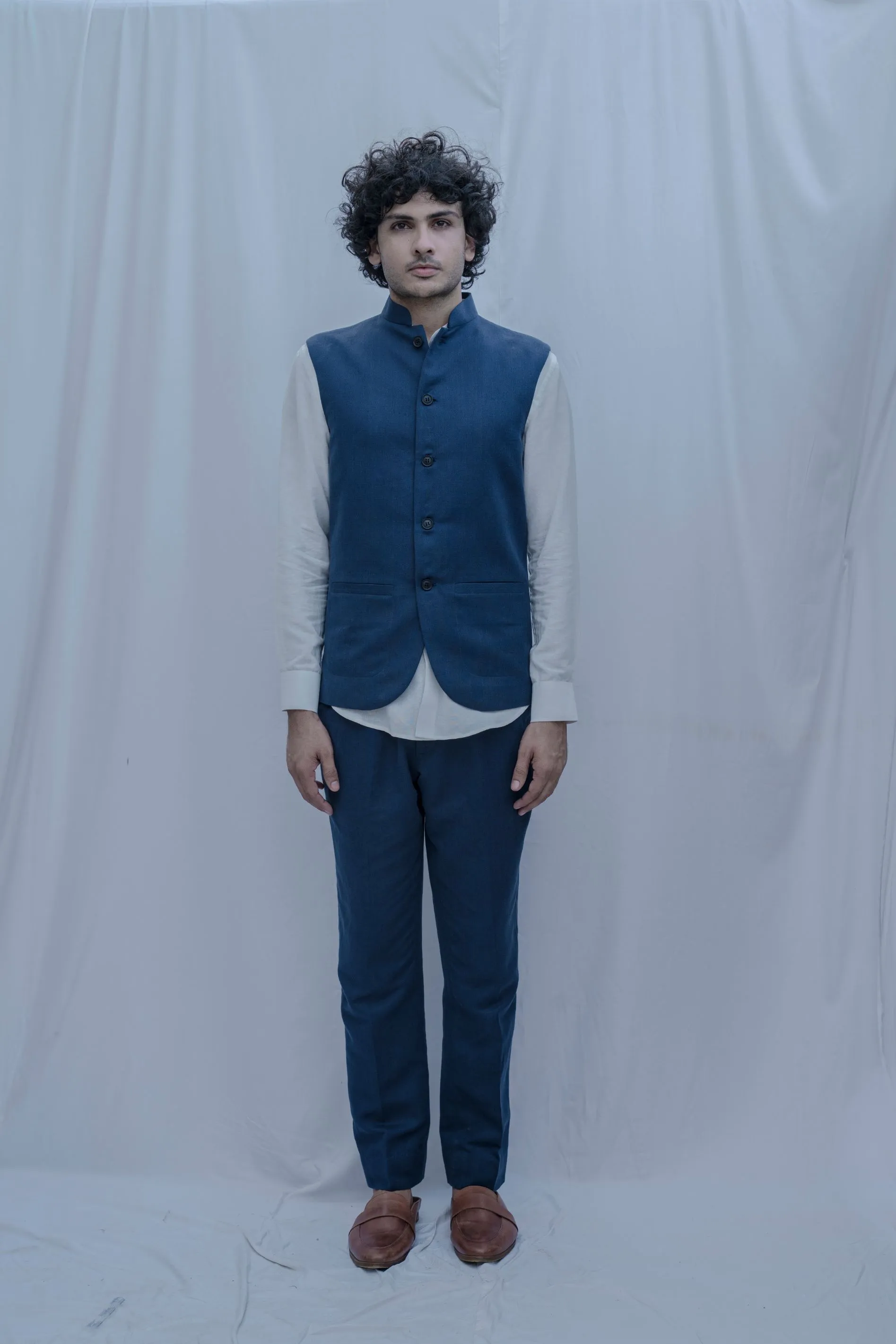 Cincinnati - Aegean Navy Blue Nehru Jacket with Pant Set