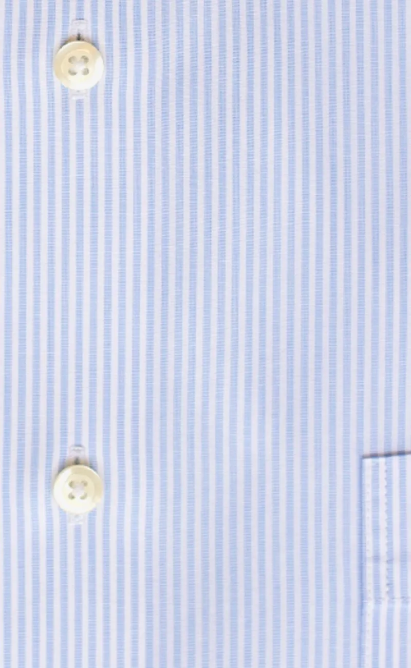 Classic Fit Light Blue End On End Stripe Spread Collar Supima® Cotton Non-Iron broadcloth Dress Shirt (B/T)