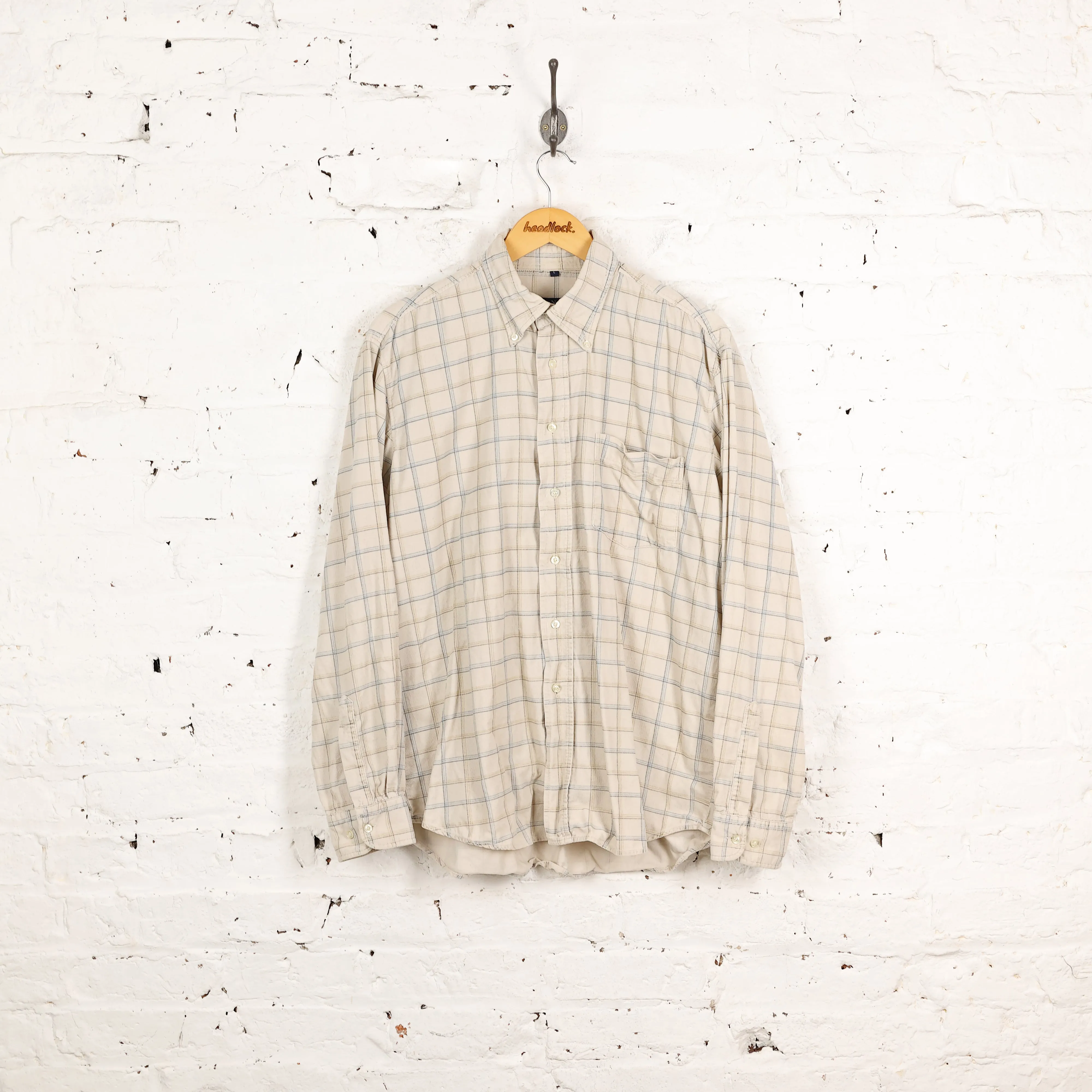 Corduroy Check Shirt - Beige - L