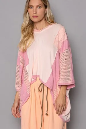Cotton Candy Oversize Contrast V Neck