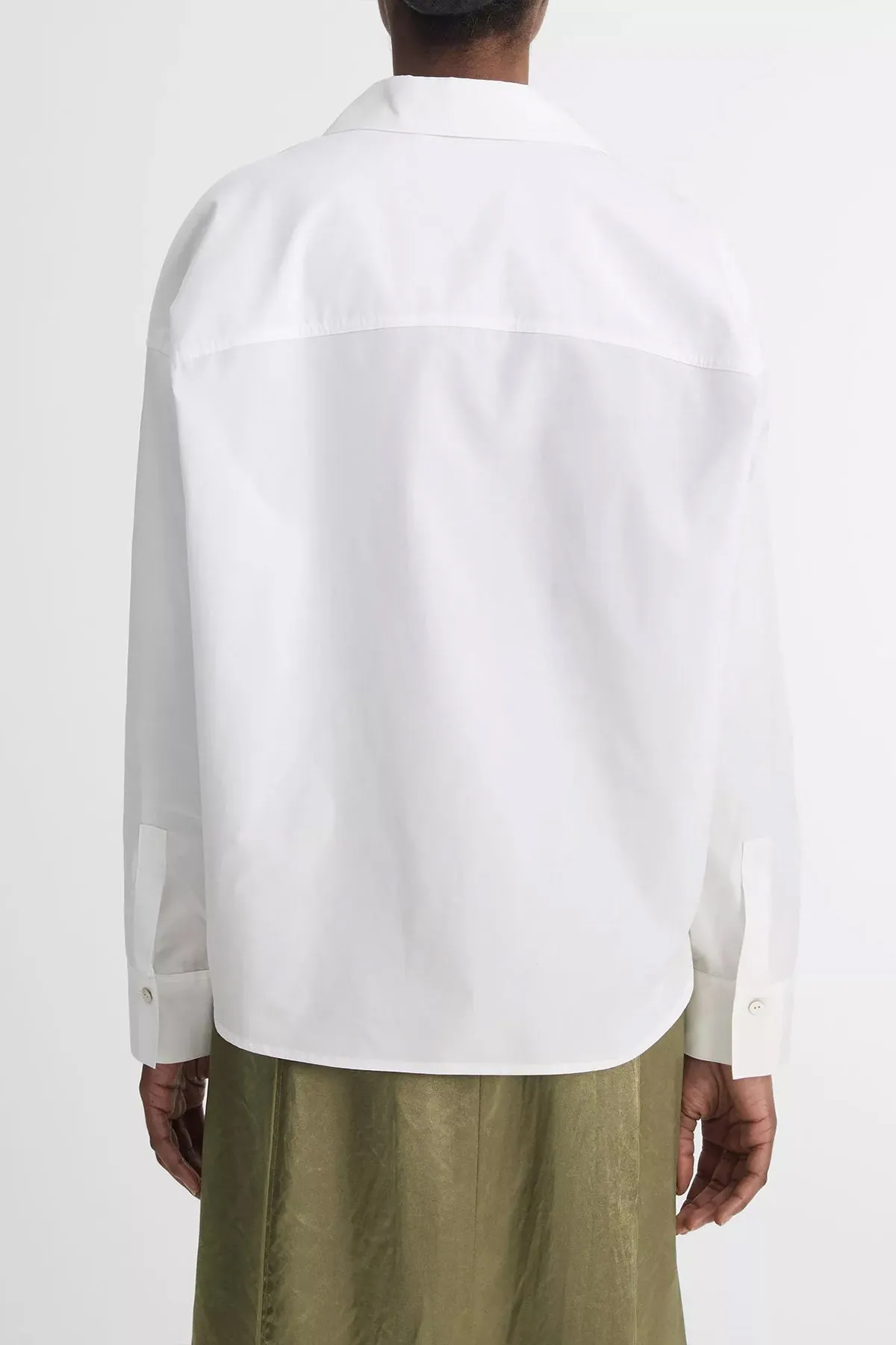 Cotton Half-Placket Shirt in Optic-White