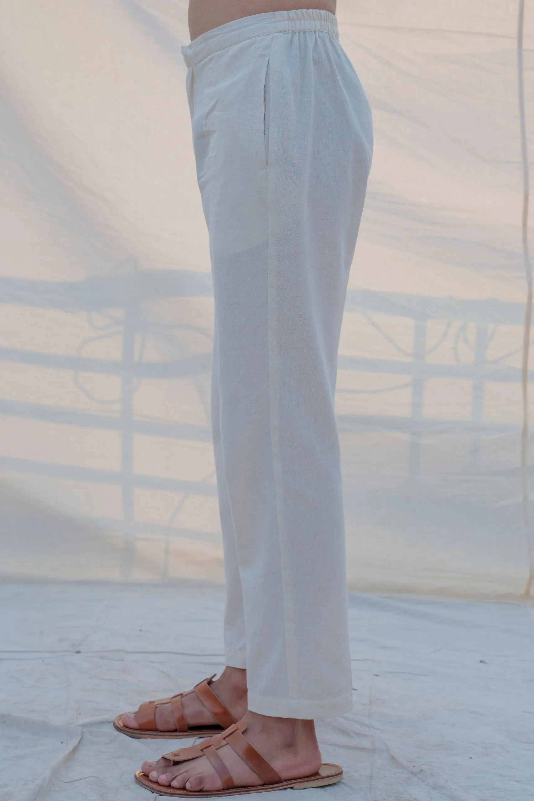 Cotton X Linen Violet Kurta with Pant Set