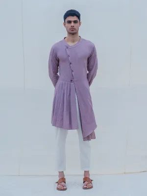 Cotton X Linen Violet Kurta with Pant Set