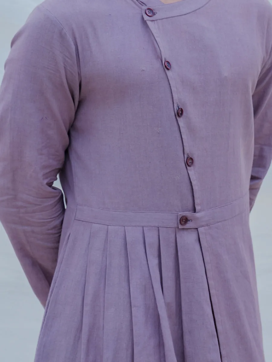 Cotton X Linen Violet Kurta with Pant Set