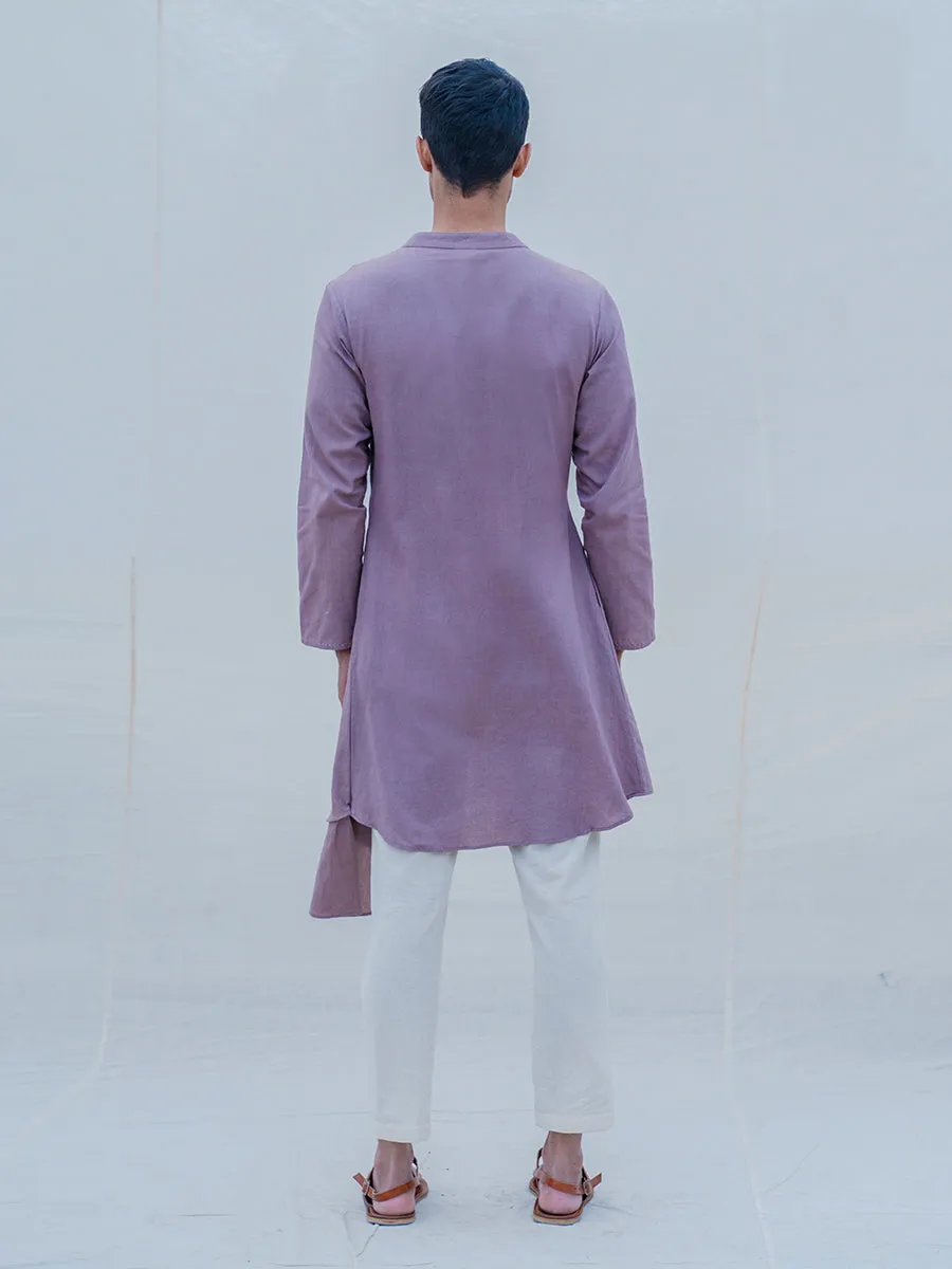 Cotton X Linen Violet Kurta with Pant Set