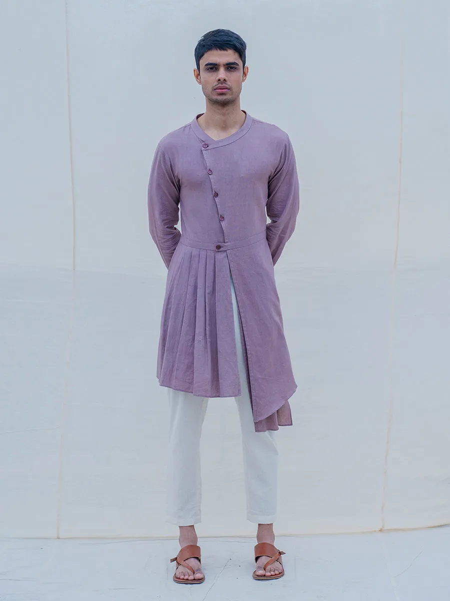 Cotton X Linen Violet Kurta with Pant Set