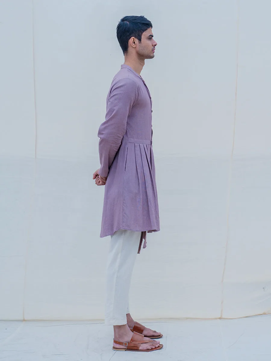 Cotton X Linen Violet Kurta with Pant Set