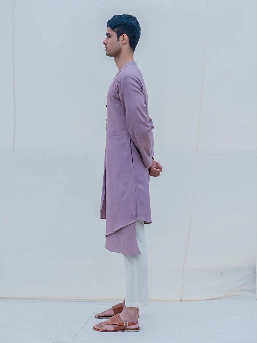 Cotton X Linen Violet Kurta with Pant Set