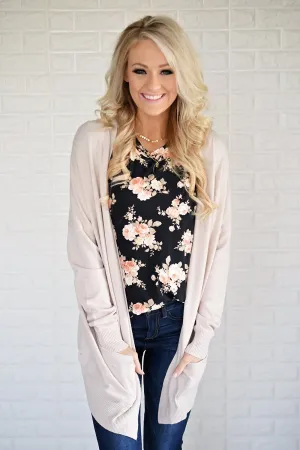 Cream V-Back Cardigan