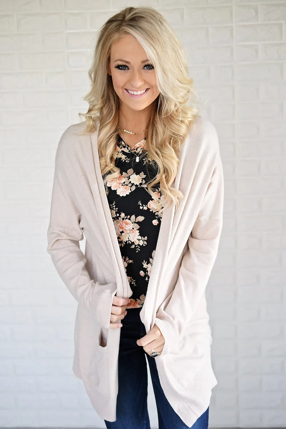 Cream V-Back Cardigan