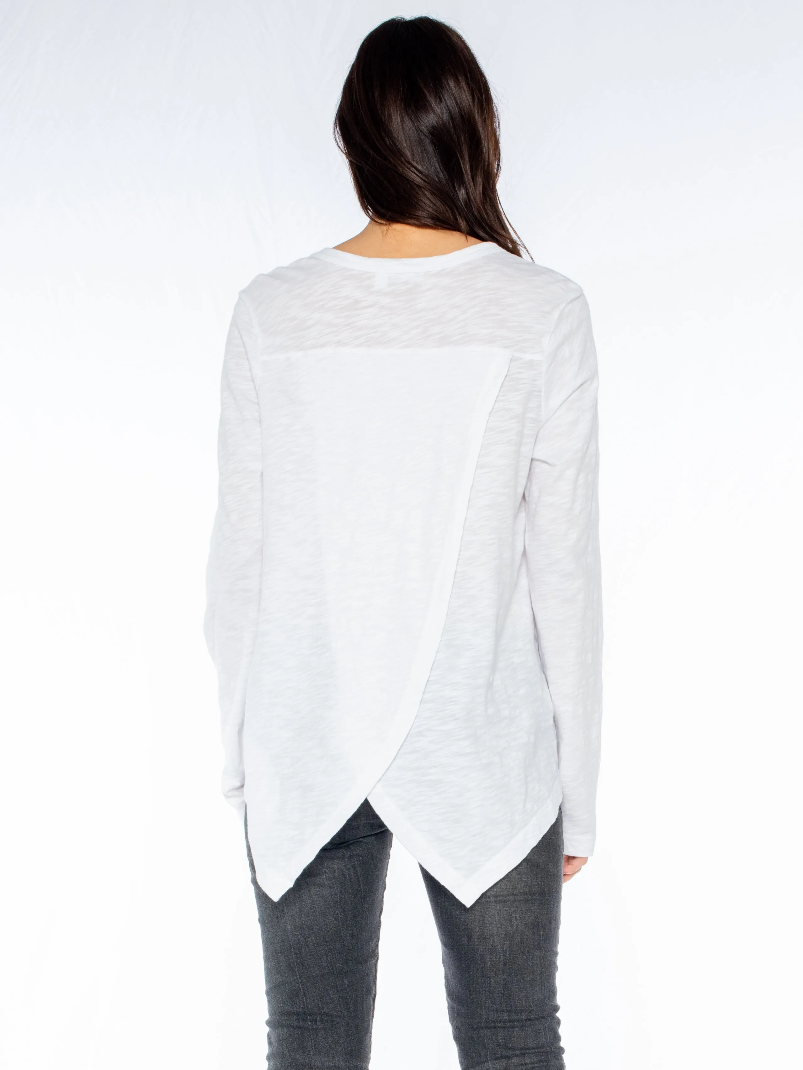 Crew L/S Drama Crossover Back Slub Tee