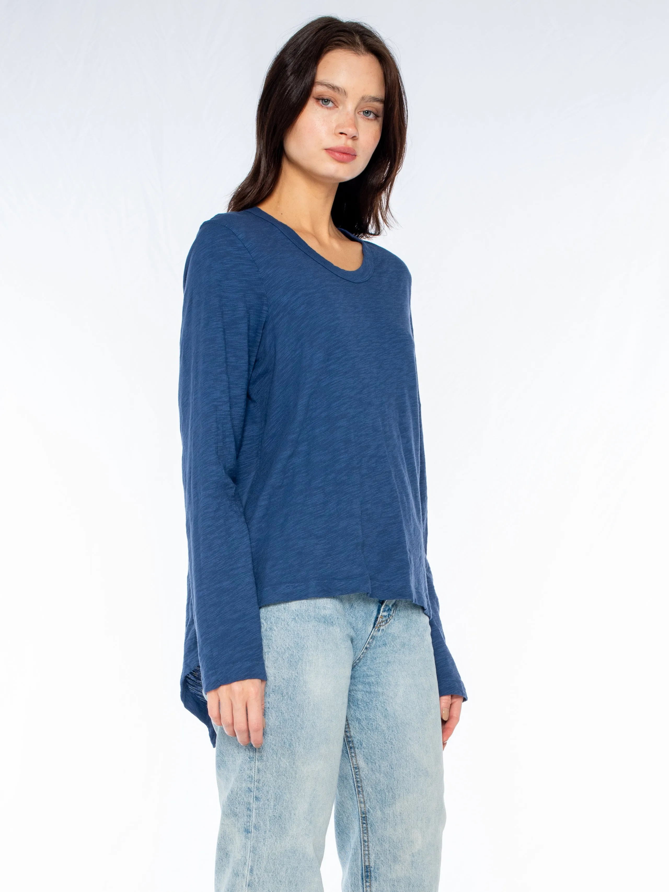 Crew L/S Drama Crossover Back Slub Tee