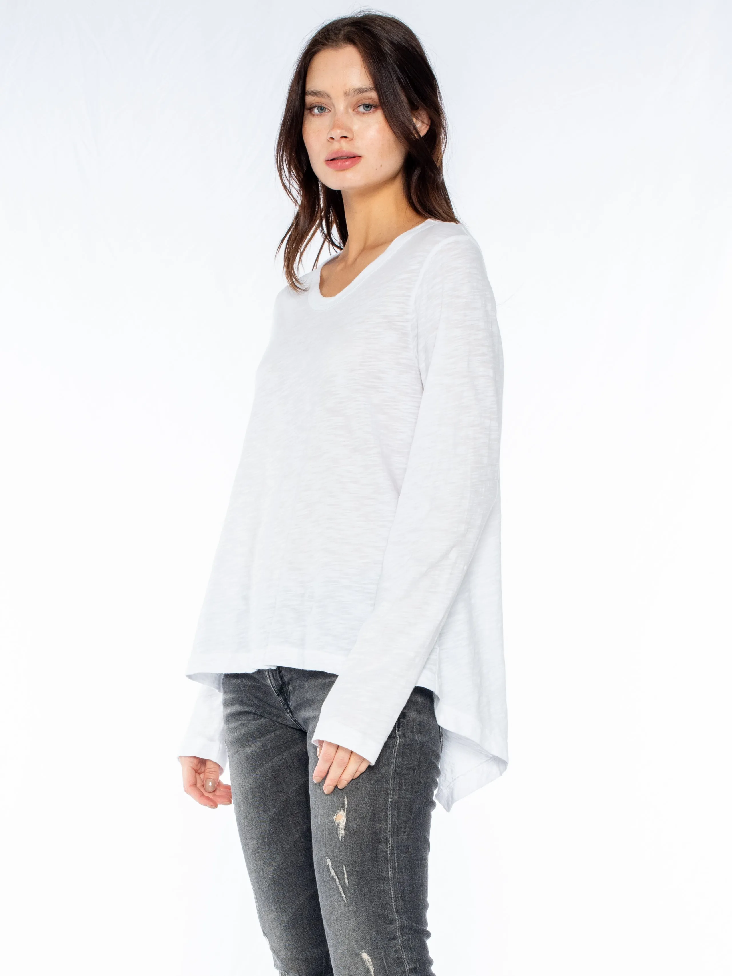 Crew L/S Drama Crossover Back Slub Tee