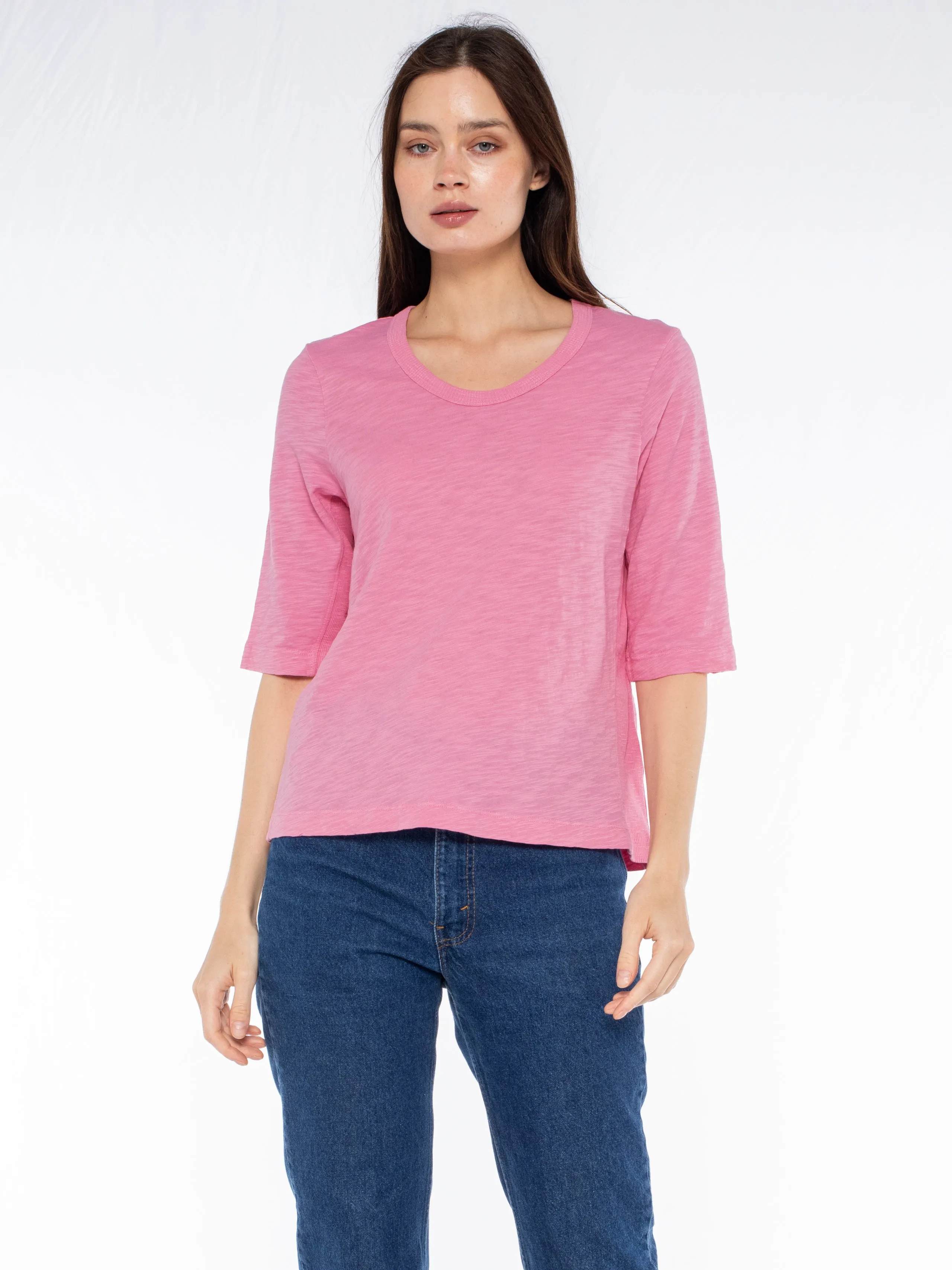 Crew Slub Rib Mix Panels-Slim Fit